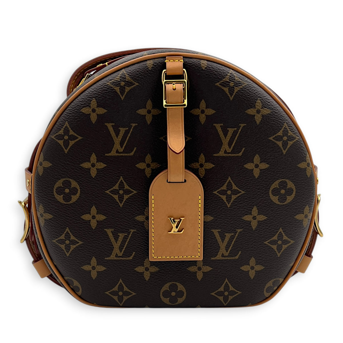 Boite a Chapeau Brown Crossbody Bag in Monogram Coated Canvas, Gold hardware