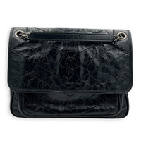 Niki Shoulder Bag Black in Calfskin, Ruthenium hardware