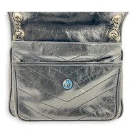 Niki Shoulder Bag Black in Calfskin, Ruthenium hardware