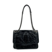 Niki Shoulder Bag Black in Calfskin, Ruthenium hardware
