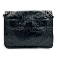 Niki Shoulder Bag Black in Calfskin, Ruthenium hardware