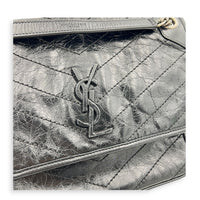 Niki Shoulder Bag Black in Calfskin, Ruthenium hardware