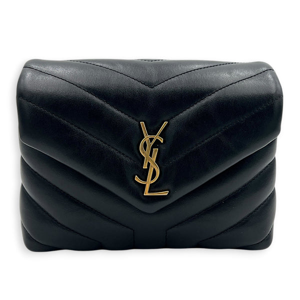 Loulou Crossbody Bag Toy Black in Calfskin, Gold hardware