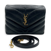 Loulou Crossbody Bag Toy Black in Calfskin, Gold hardware