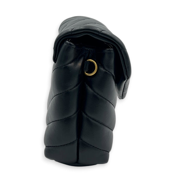 Loulou Crossbody Bag Toy Black in Calfskin, Gold hardware