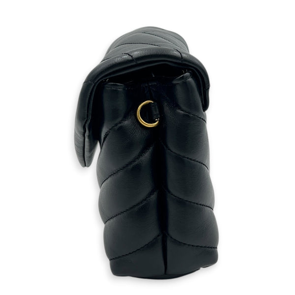 Loulou Crossbody Bag Toy Black in Calfskin, Gold hardware