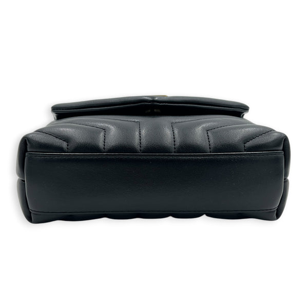 Loulou Crossbody Bag Toy Black in Calfskin, Gold hardware