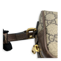 Ophidia Crossbody Bag Mini Beige Ebony in Coated Canvas, Gold hardware