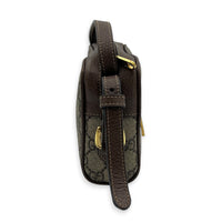 Ophidia Crossbody Bag Mini Beige Ebony in Coated Canvas, Gold hardware