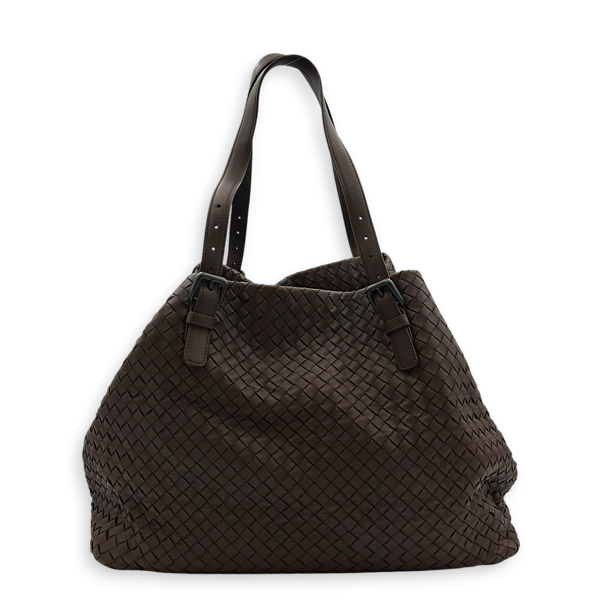 Intrecciato Ebano Tote Bag in Intrecciato Leather, Gunmetal hardware