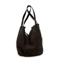 Intrecciato Ebano Tote Bag in Intrecciato Leather, Gunmetal hardware
