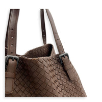 Intrecciato Ebano Tote Bag in Intrecciato Leather, Gunmetal hardware