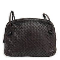 Nodini Brown Crossbody Bag in Intrecciato Leather, Gunmetal hardware