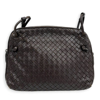 Nodini Brown Crossbody Bag in Intrecciato Leather, Gunmetal hardware
