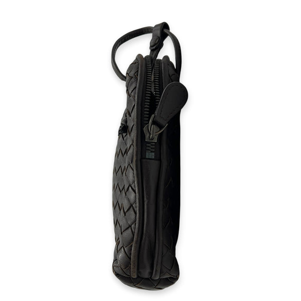 Nodini Brown Crossbody Bag in Intrecciato Leather, Gunmetal hardware