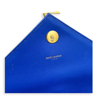 Envelope Shoulder Bag Large Electric Blue in Caviar Leather, Gold hardware