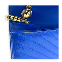 Envelope Shoulder Bag Large Electric Blue in Caviar Leather, Gold hardware