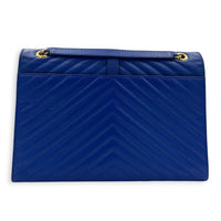 Envelope Shoulder Bag Large Electric Blue in Caviar Leather, Gold hardware