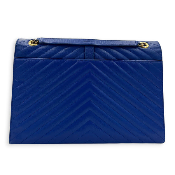 Envelope Shoulder Bag Large Electric Blue in Caviar Leather, Gold hardware