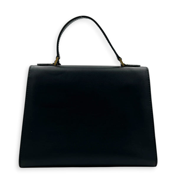 Diana Top Handle Bag Black in Calfskin, Gold hardware