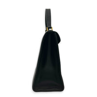 Diana Top Handle Bag Black in Calfskin, Gold hardware