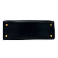 Diana Top Handle Bag Black in Calfskin, Gold hardware