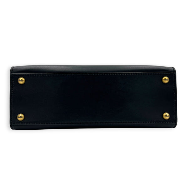 Diana Top Handle Bag Black in Calfskin, Gold hardware