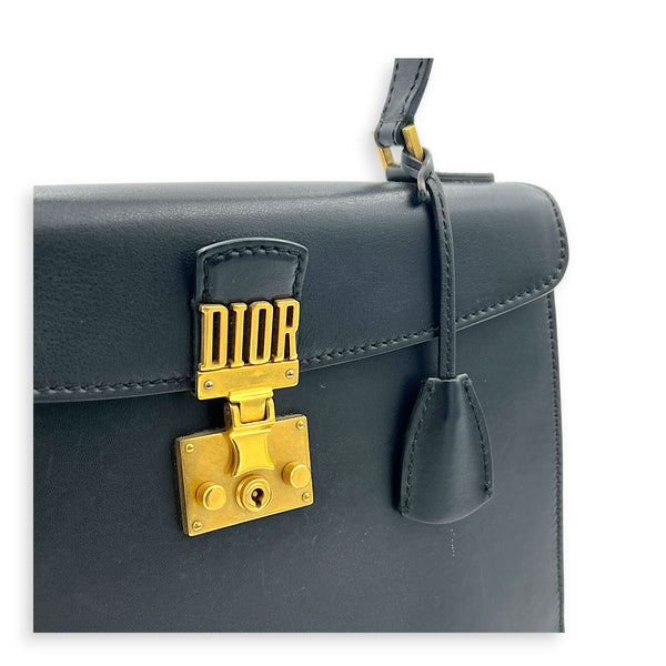 Diana Top Handle Bag Black in Calfskin, Gold hardware