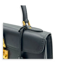 Diana Top Handle Bag Black in Calfskin, Gold hardware