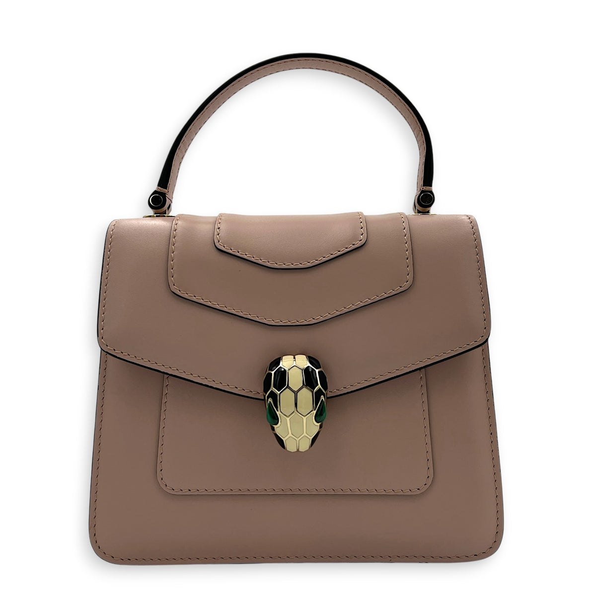 Serpenti Forever Top Handle Bag Pink in Calfskin, Gold hardware