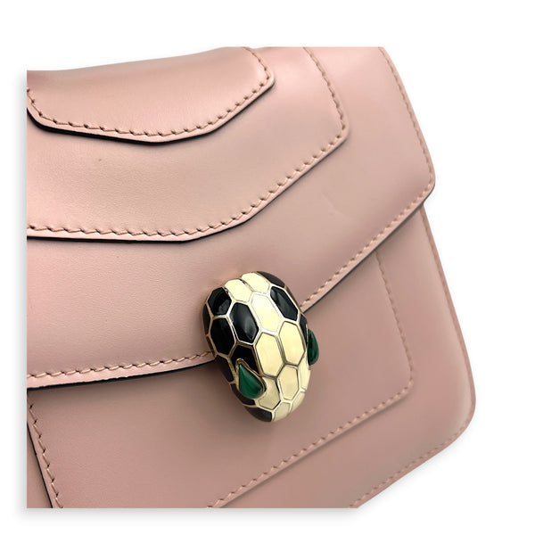 Serpenti Forever Top Handle Bag Pink in Calfskin, Gold hardware