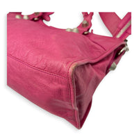 Giant Part Time Pink Shoulder Bag in Distressed Leather, Silver hardware