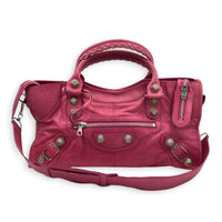Giant Part Time Pink Shoulder Bag in Distressed Leather, Silver hardware