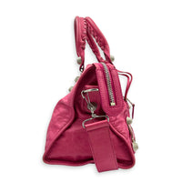 Giant Part Time Pink Shoulder Bag in Distressed Leather, Silver hardware