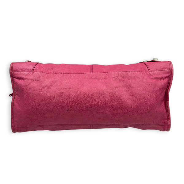 Giant Part Time Pink Shoulder Bag in Distressed Leather, Silver hardware