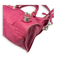 Giant Part Time Pink Shoulder Bag in Distressed Leather, Silver hardware