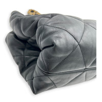 Quilted  Shopping Black Tote Bag in Lambskin, Gold hardware