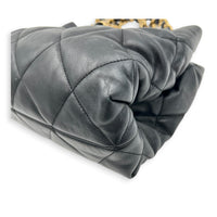 Quilted  Shopping Black Tote Bag in Lambskin, Gold hardware