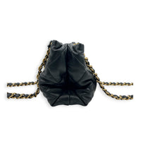 Quilted  Shopping Black Tote Bag in Lambskin, Gold hardware