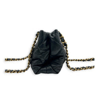 Quilted  Shopping Black Tote Bag in Lambskin, Gold hardware
