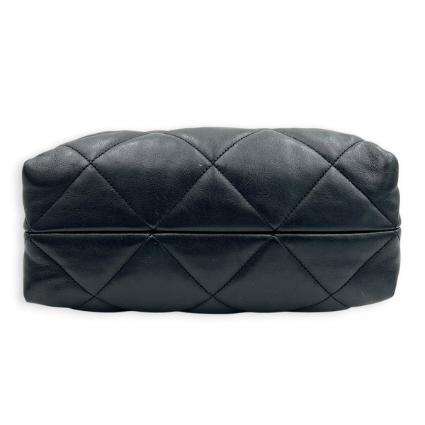 Quilted  Shopping Black Tote Bag in Lambskin, Gold hardware