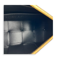 Cassette Brick Shoulder Bag Small Black in Intrecciato Leather, Gold hardware
