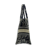 Book Tote Medium Navy Blue Toile de Jouy Tote Bag in Canvas