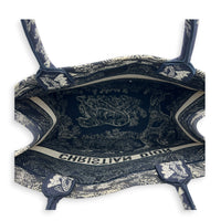 Book Tote Medium Navy Blue Toile de Jouy Tote Bag in Canvas