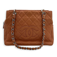 PTT Coral Pink Tote Bag in Caviar Leather, Silver hardware