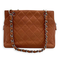 PTT Coral Pink Tote Bag in Caviar Leather, Silver hardware