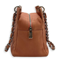 PTT Coral Pink Tote Bag in Caviar Leather, Silver hardware