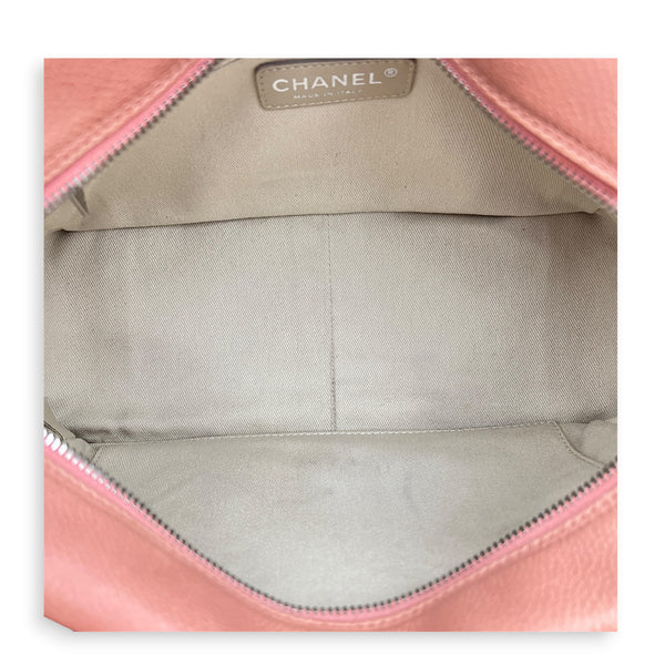 PTT Coral Pink Tote Bag in Caviar Leather, Silver hardware