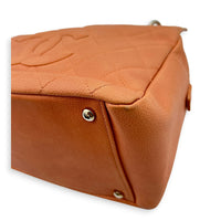 PTT Coral Pink Tote Bag in Caviar Leather, Silver hardware