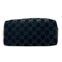 Hobo Shoulder Bag Black in Suede Leather, Silver hardware